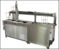 This ultrasonic cleaning system is designed as a precision ultrasonic cleaning system